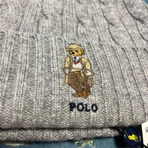 Polo Ralph Lauren Polo Bear Cashmere Wool Men’s Beanie One Size NWT $92 Preppy